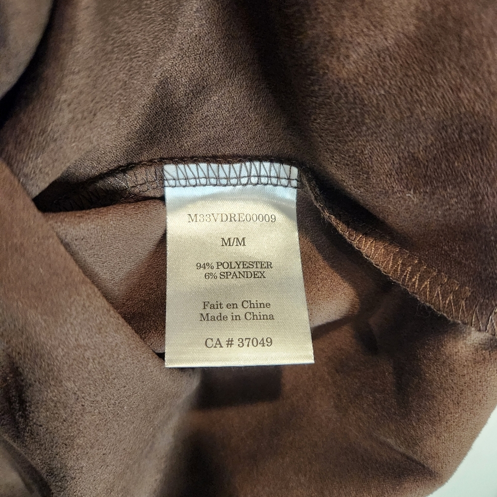 NWT Sz M Marie Claire Pinafore Dress Jumper Vegan Faux Suede, Brown - Picture 5 of 7